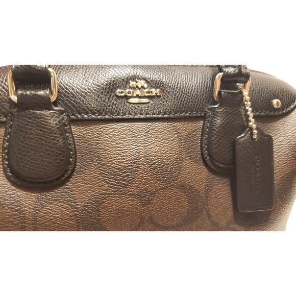 Coach Contemporary Mini Bennett Signature Canvas Leather Satchel Crossbody - Picture 11 of 12